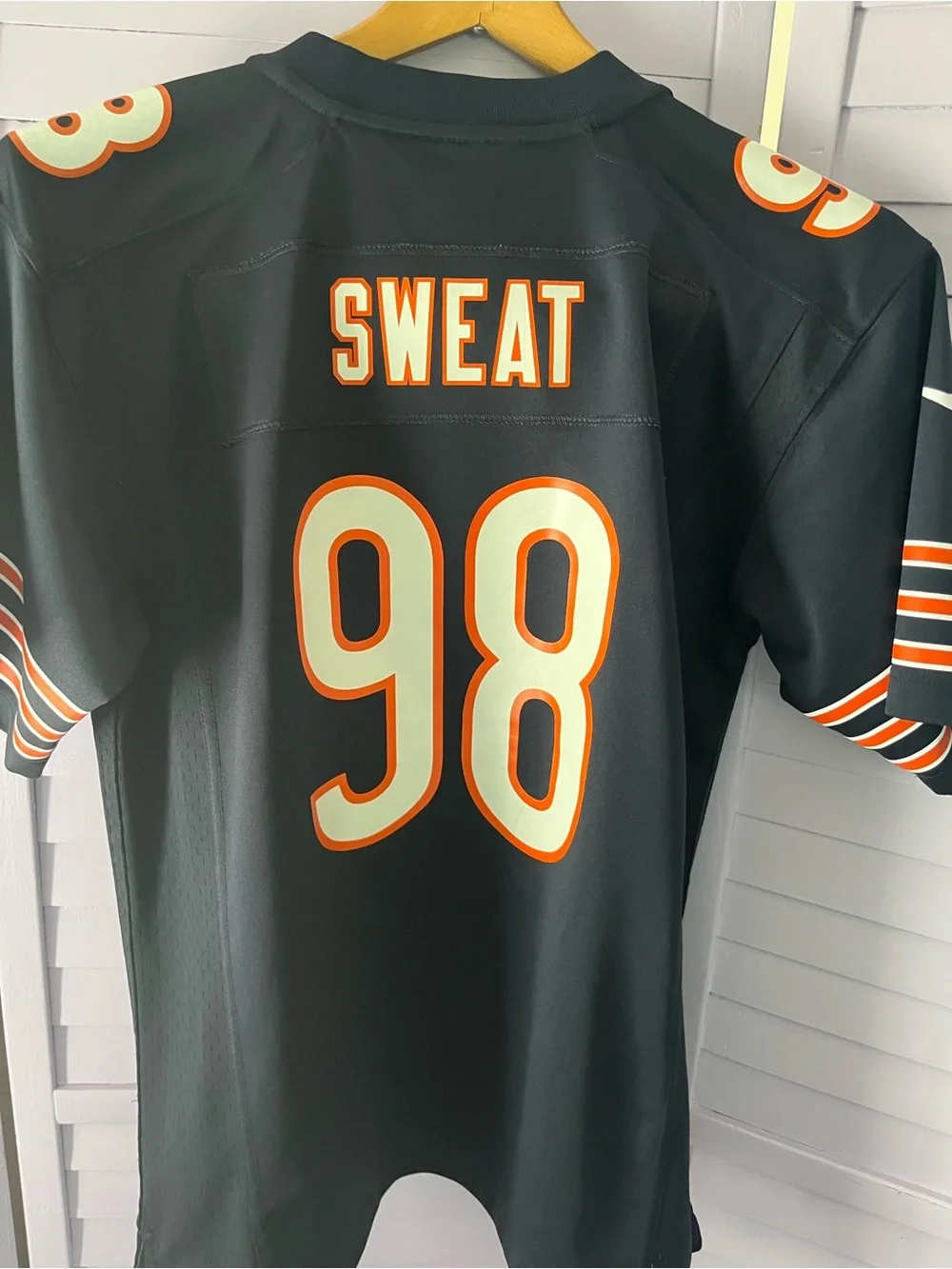Nike NFL Chicago Bears #98 SWEAT Black Jersey with Orange Trim